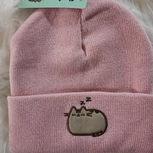 Pusheen, the cat pink embroidered winter beanie